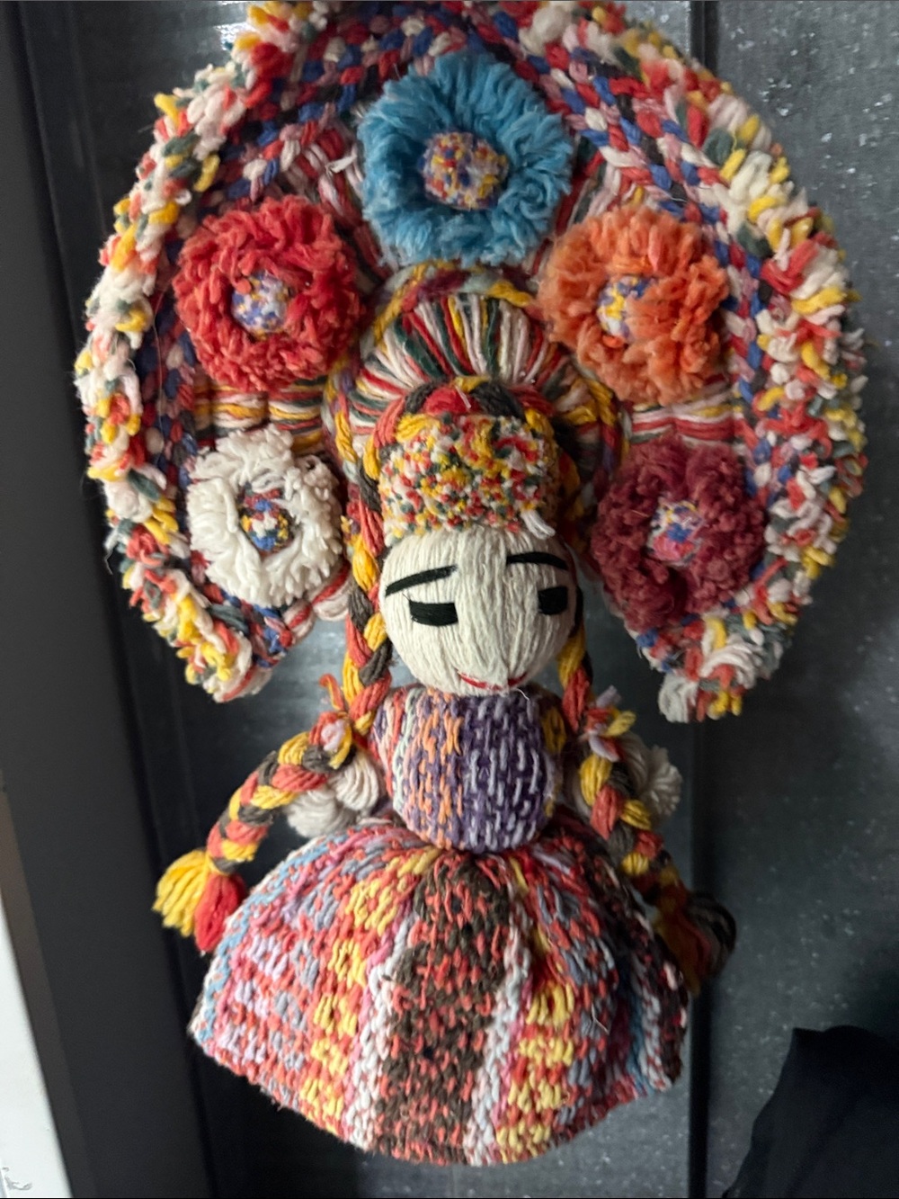 VTG Handcrafted Multicolor Mexican Folk Art Doll Wall Hanging